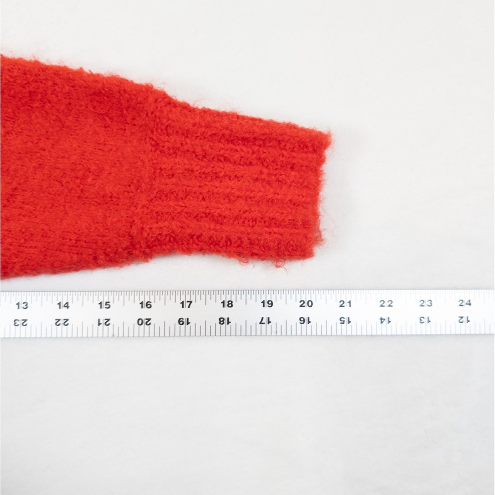 Aerie Eyelash Knit Sweater Women S Red V-Neck Oversized Soft Girl Cabincore Cozy - Picture 7 of 11